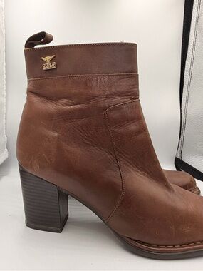 Brown Leather Block Heel Ankle Boots Joe Sanchez